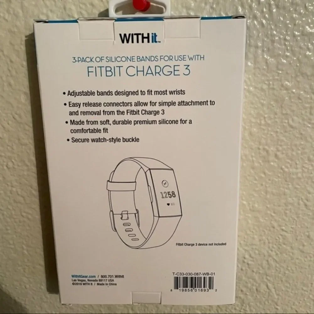 WITHit 3 pack silicone Band for FITBIT charge 3